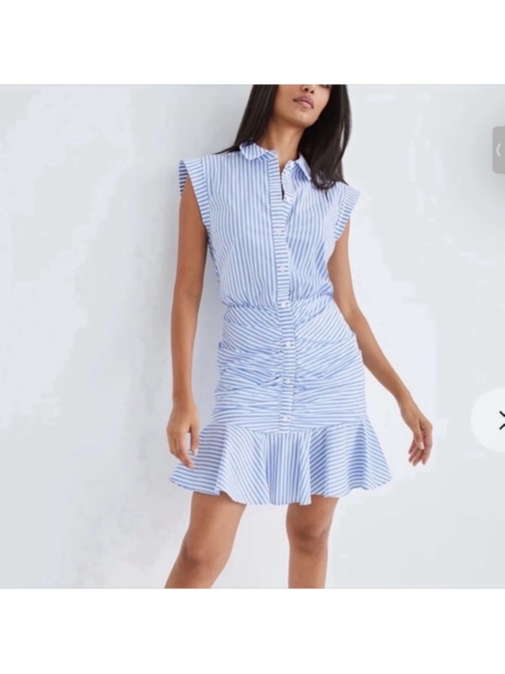 Veronica Beard Bell Stripe Ruched Shirtdress